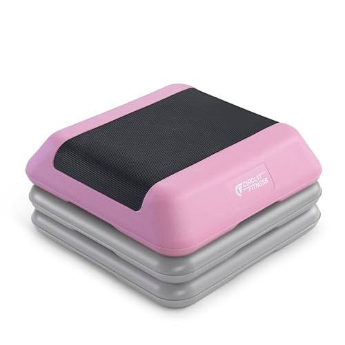 Marcy Circuit Fitness by Marcy 16 x 16 inches Adjustable Height Aerobic Step Platform with 2 Risers, Non-Slip Rubber Surface, Home Exercise Fitness Training, Sakura Pink STEP-PINK02-2R - Image 1
