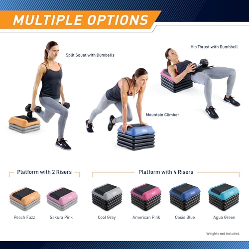 Marcy Circuit Fitness by Marcy 16 x 16 inches Adjustable Height Aerobic Step Platform with 2 Risers, Non-Slip Rubber Surface, Home Exercise Fitness Training, Sakura Pink STEP-PINK02-2R - Image 2