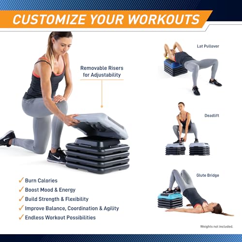 Marcy Circuit Fitness by Marcy 16 x 16 inches Adjustable Height Aerobic Step Platform with 2 Risers, Non-Slip Rubber Surface, Home Exercise Fitness Training, Sakura Pink STEP-PINK02-2R - Image 4