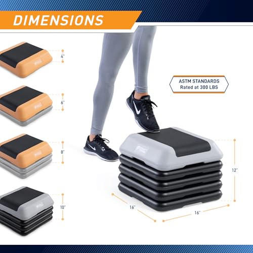 Marcy Circuit Fitness by Marcy 16 x 16 inches Adjustable Height Aerobic Step Platform with 2 Risers, Non-Slip Rubber Surface, Home Exercise Fitness Training, Sakura Pink STEP-PINK02-2R - Image 3