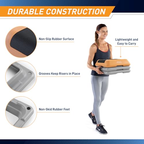 Marcy Circuit Fitness by Marcy 16 x 16 inches Adjustable Height Aerobic Step Platform with 2 Risers, Non-Slip Rubber Surface, Home Exercise Fitness Training, Sakura Pink STEP-PINK02-2R - Image 5