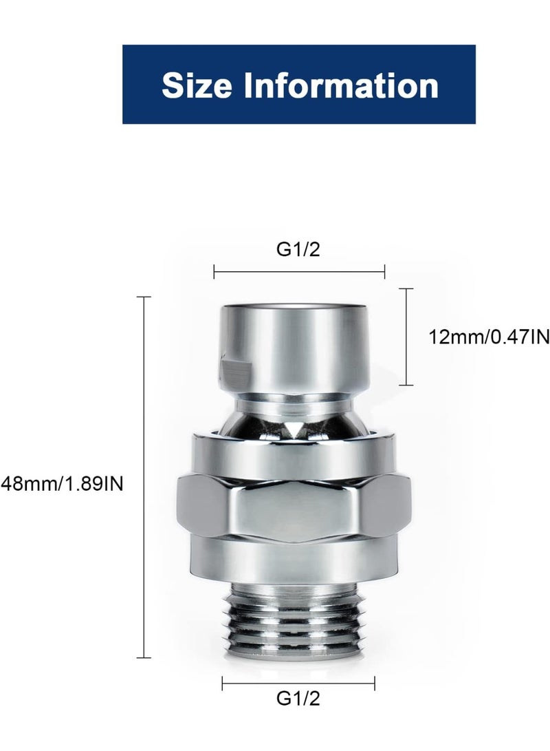 Shower Head Swivel Ball Adapter - Solid Brass Shower Connector Ball Joint Adjustable Universal Shower Arm Extension Component (Chrome Finish) - Image 3