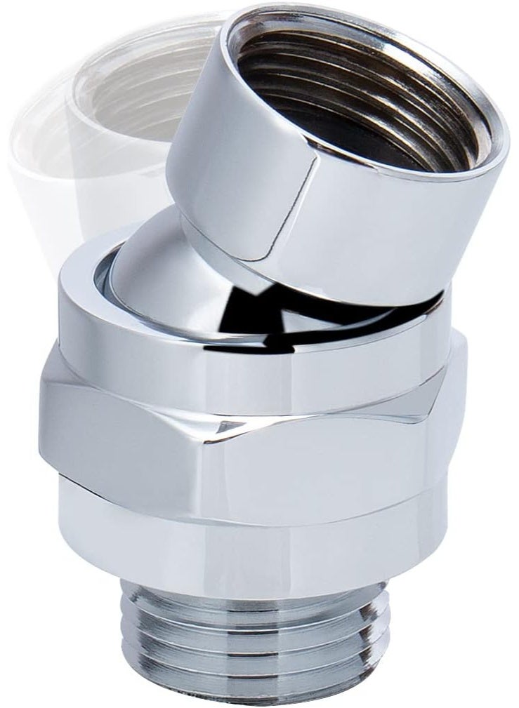 Shower Head Swivel Ball Adapter - Solid Brass Shower Connector Ball Joint Adjustable Universal Shower Arm Extension Component (Chrome Finish) - Image 1