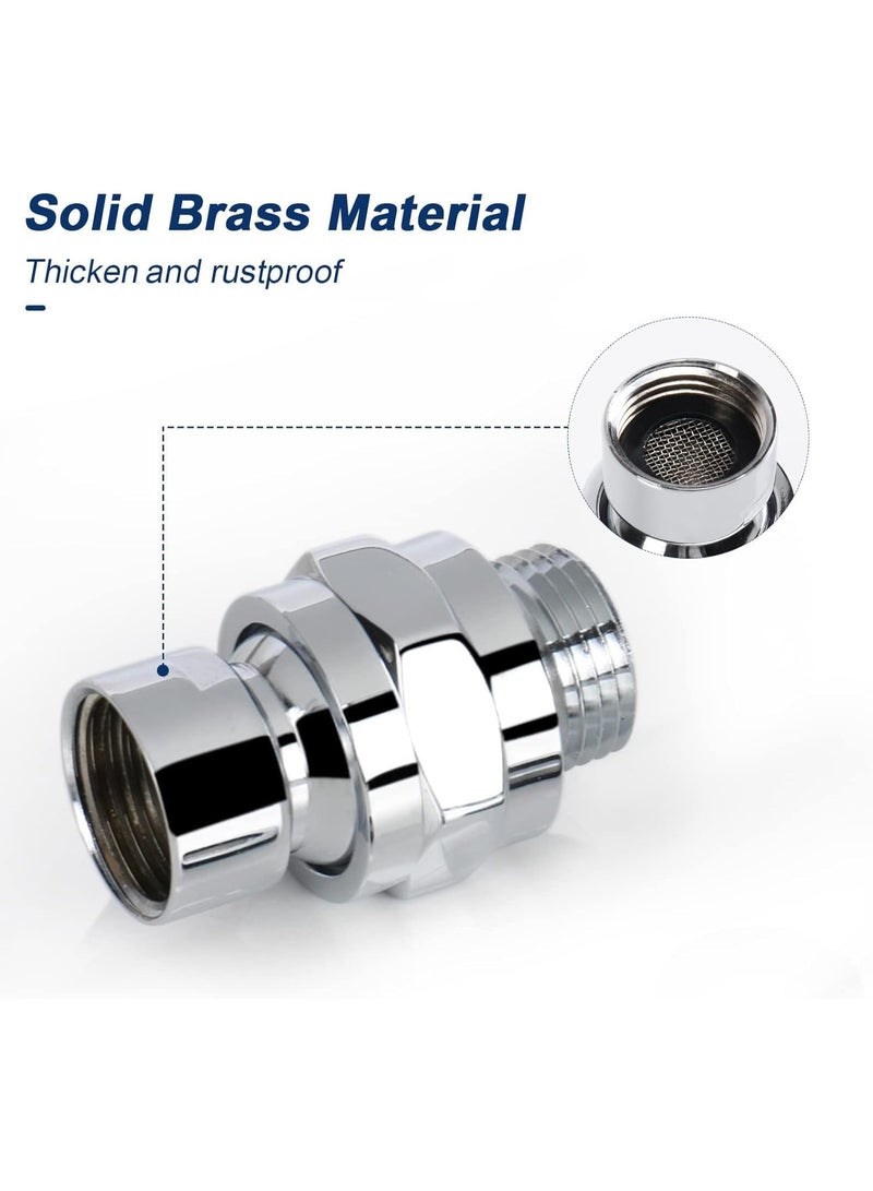 Shower Head Swivel Ball Adapter - Solid Brass Shower Connector Ball Joint Adjustable Universal Shower Arm Extension Component (Chrome Finish) - Image 4