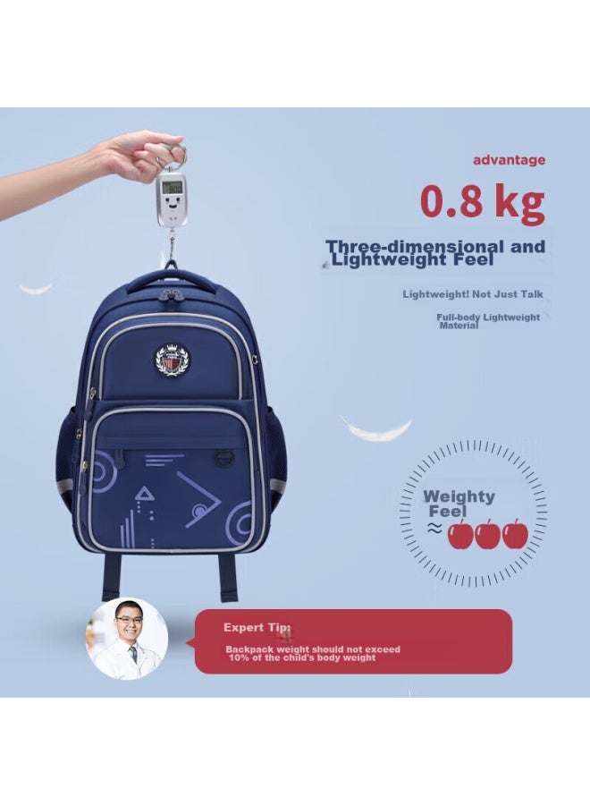 Ninth Castle Vnine City Hong Kong Ninth Castle Elementary School Backpack For Grades 1-3 Boys, Large Capacity Children's Spine-protecting Backpack For Girls, Lightweight Antibacterial Schoolbag, Cambridge Blue - Image 1