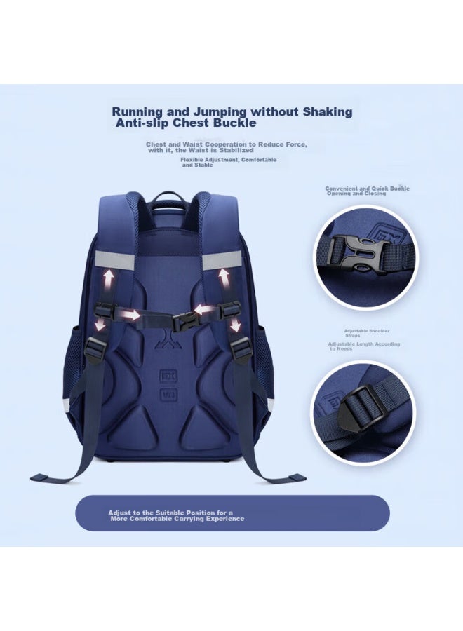 Ninth Castle Vnine City Hong Kong Ninth Castle Elementary School Backpack For Grades 1-3 Boys, Large Capacity Children's Spine-protecting Backpack For Girls, Lightweight Antibacterial Schoolbag, Cambridge Blue - Image 5