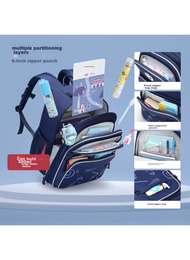 Ninth Castle Vnine City Hong Kong Ninth Castle Elementary School Backpack For Grades 1-3 Boys, Large Capacity Children's Spine-protecting Backpack For Girls, Lightweight Antibacterial Schoolbag, Cambridge Blue - Image 3