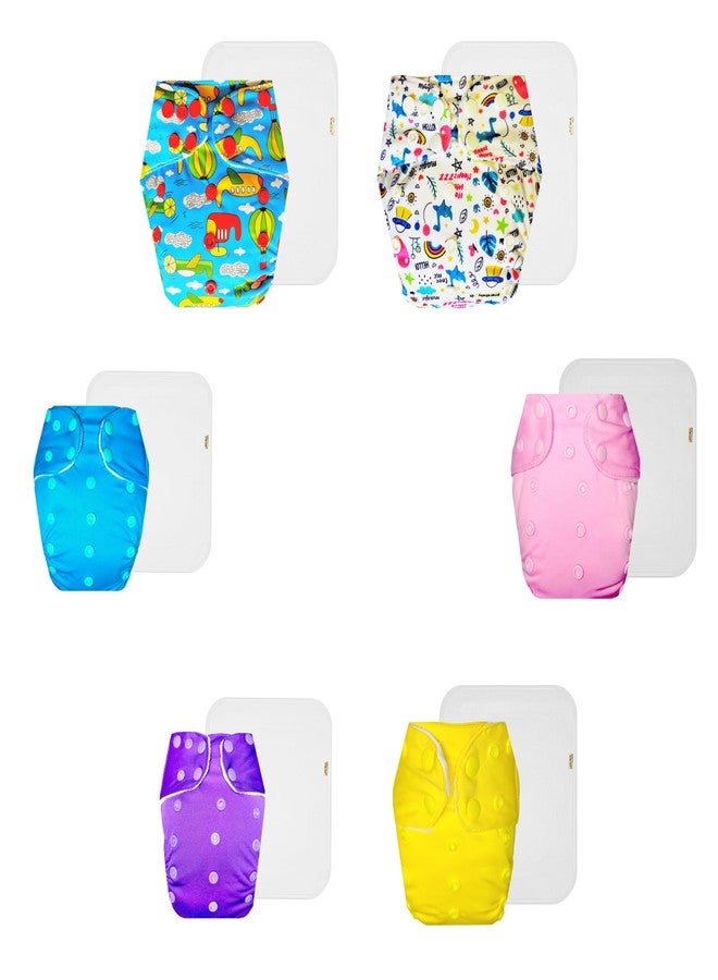 Dumbledo Premium Cloth Diaper with Cotton Insert (Pack of 6) | Soft & Gentle | 6-Layer Absorbent Pad | Adjustable Snaps | Perfect for Indian Summers | 3 Months - 3 Years | Unisex Baby - Image 1