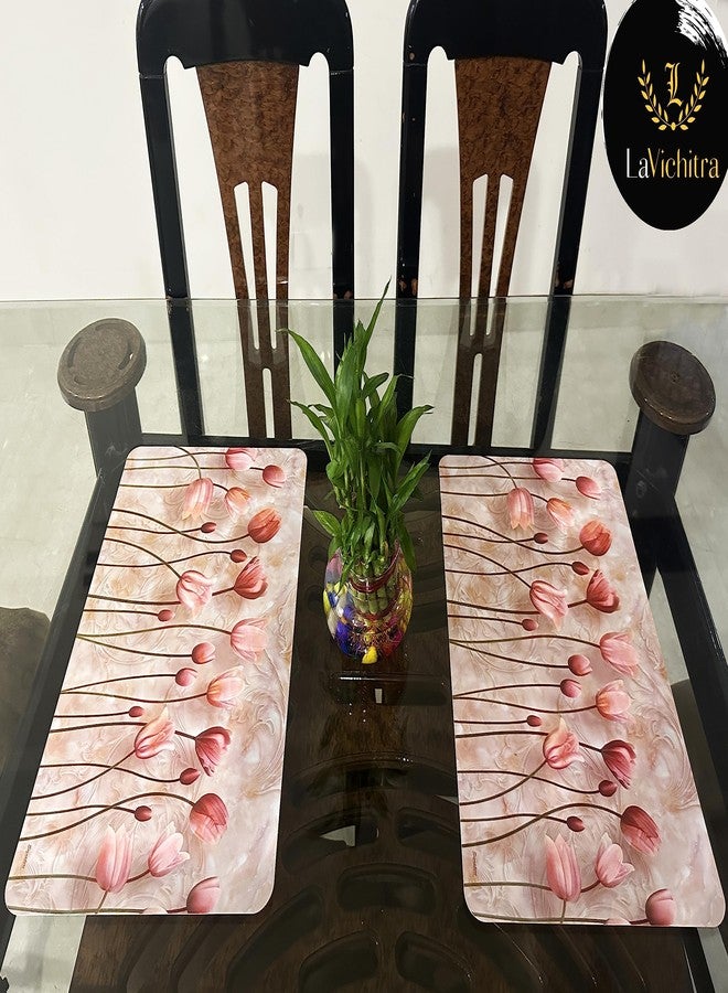 LaVichitra Printed PVC Designer Table Mats with Tea Coaster Combo for Dining Table Kitchen Restaurant Office Table | Size : 45 x 30 cm - Brown | Pack of 6 Mats & 6 Coasters| Wipeable placemats | - Image 4