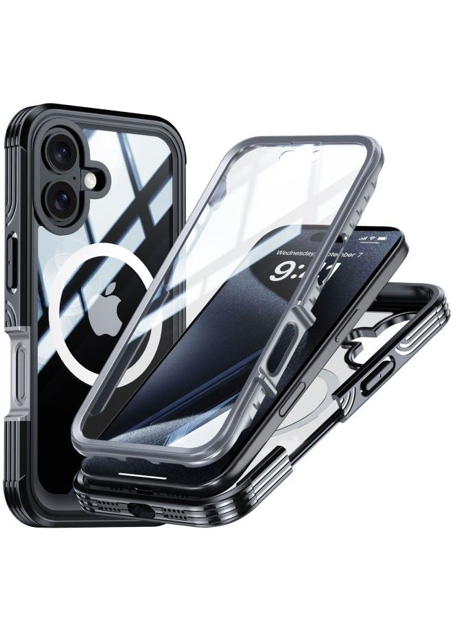 Generic - Suitable For Iphone16 Built-in 9H Glass Mobile Phone Case Magsafe Magnetic Bracket Airbag Anti-drop Wireless Charging-Color:Hd 360 ° Rotating Bracket Model-Applicable Models:For Iphone 16 Pro Max - Image 1