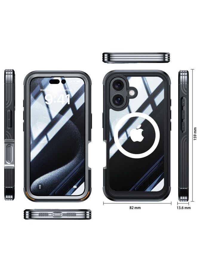 Generic - Suitable For Iphone16 Built-in 9H Glass Mobile Phone Case Magsafe Magnetic Bracket Airbag Anti-drop Wireless Charging-Color:Hd 360 ° Rotating Bracket Model-Applicable Models:For Iphone 16 Pro Max - Image 1