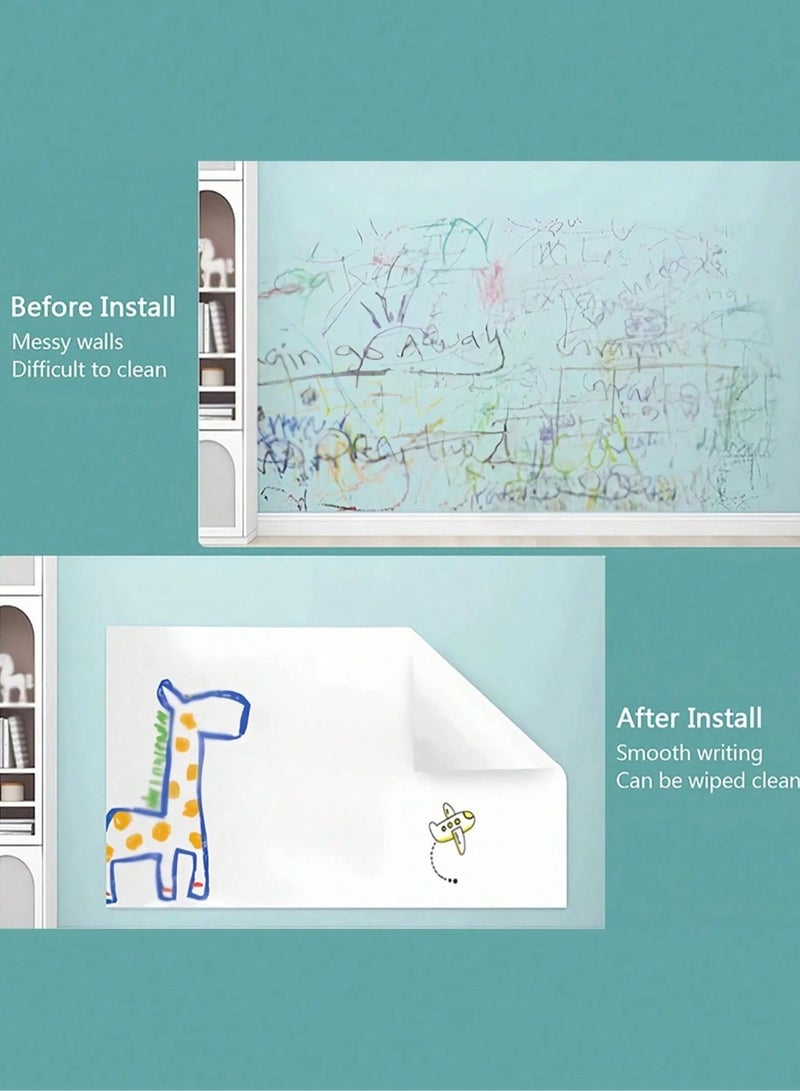 Whiteboard sticker that is easy to write on and wipe off. It encourages children to learn letters, numbers, and free drawing, enhancing their imagination and skills. Comes in size (1000×45 cm) with 2 whiteboard markers and an eraser - Image 5