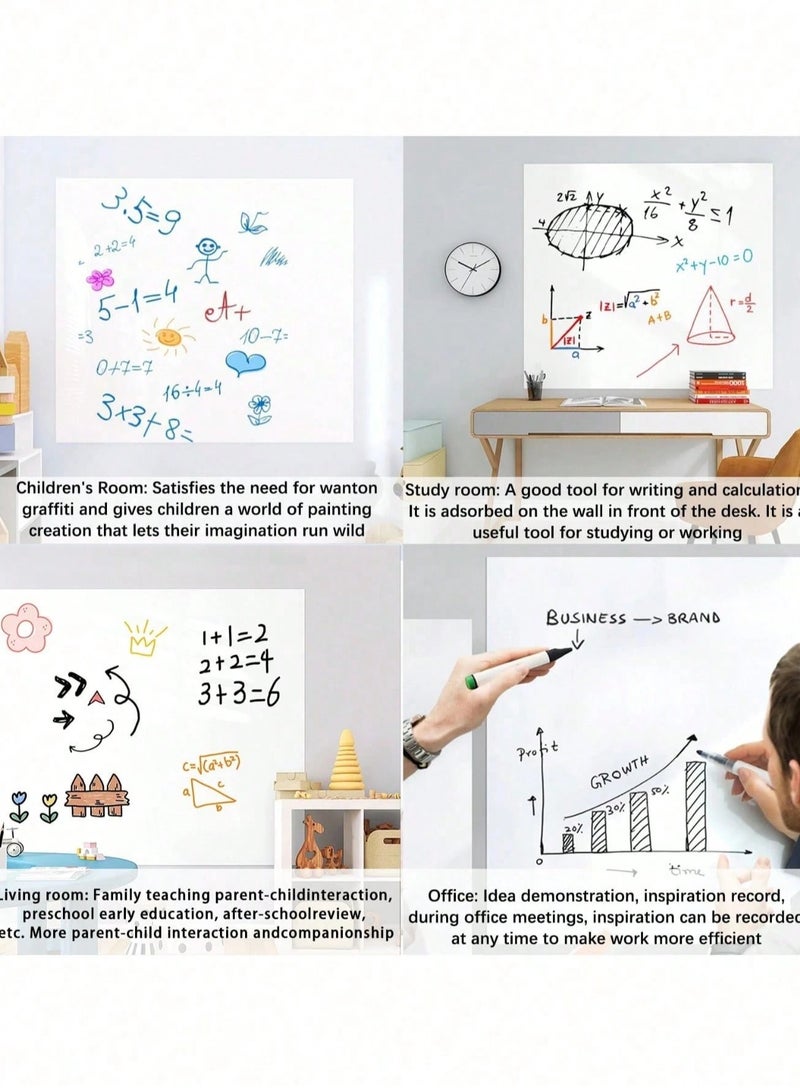 Whiteboard sticker that is easy to write on and wipe off. It encourages children to learn letters, numbers, and free drawing, enhancing their imagination and skills. Comes in size (1000×45 cm) with 2 whiteboard markers and an eraser - Image 3