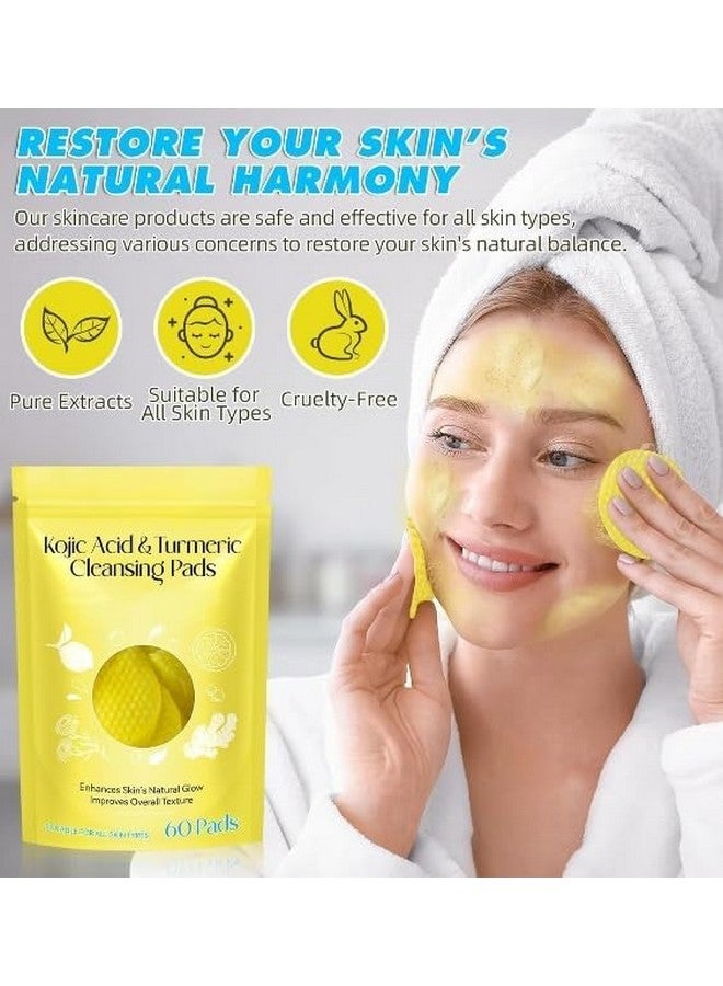 Botist Turmeric Cleansing Pad, Turmeric Cleansing Exfoliating Pad, Turmeric Kojic Acid Pads, Turmeric & Kojic Acid Infused Foaming Exfoliating Pads (1 Pack (60 units)) - Image 2