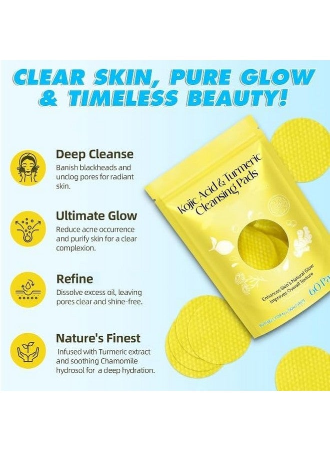 Botist Turmeric Cleansing Pad, Turmeric Cleansing Exfoliating Pad, Turmeric Kojic Acid Pads, Turmeric & Kojic Acid Infused Foaming Exfoliating Pads (1 Pack (60 units)) - Image 3