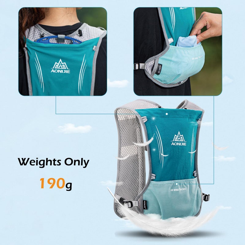 TRIWONDER Running Hydration Vest Water Pack Backpack for Women Men 5L Runner Trail Race Marathon Cycling Jogging Hiking (Light Blue - with 1.5L Water Bladder) - Image 4