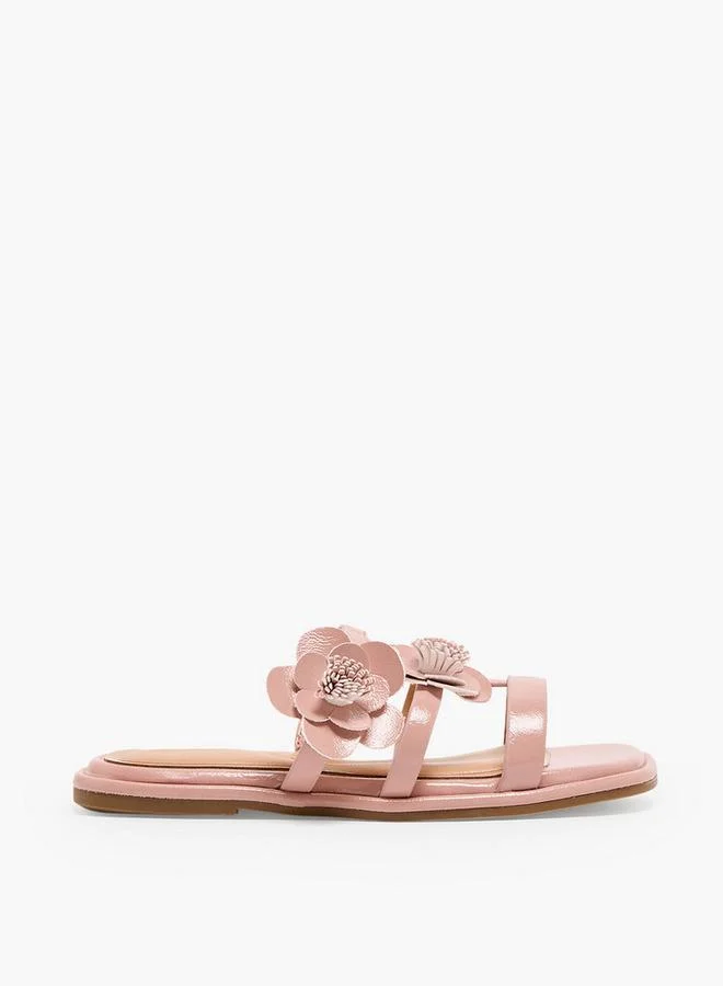 ليتل ميسي Girls Floral Accent Slip-On Sandals