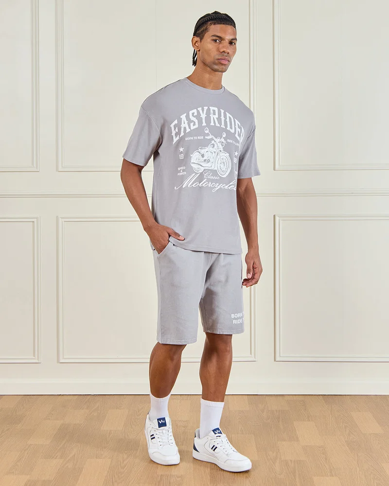 Redtag Men Grey Lounge Shorts
