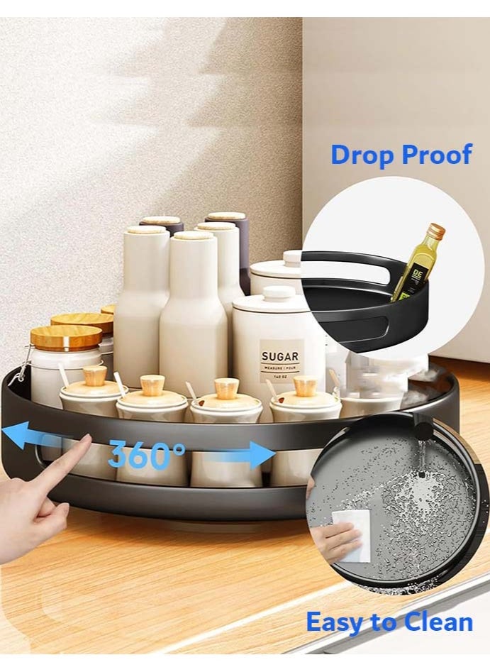 YIM-VIBEHAUS - Lazy Susan Spice Container, 360° Rotating Spices Rack with Non-Slip Pad Metal Kitchen Organizer Spices for Cabinet, Kitchen, Counter, Refrigerator, Black Seasoning Organizer, 30 x 30 cm Spice Organizer - Image 1