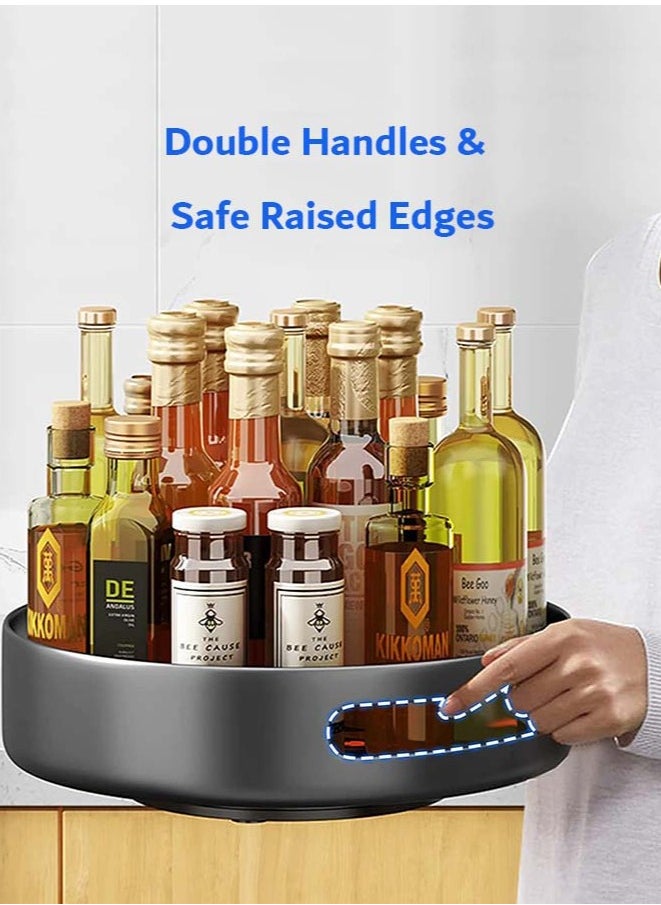 YIM-VIBEHAUS - Lazy Susan Spice Container, 360° Rotating Spices Rack with Non-Slip Pad Metal Kitchen Organizer Spices for Cabinet, Kitchen, Counter, Refrigerator, Black Seasoning Organizer, 30 x 30 cm Spice Organizer - Image 1