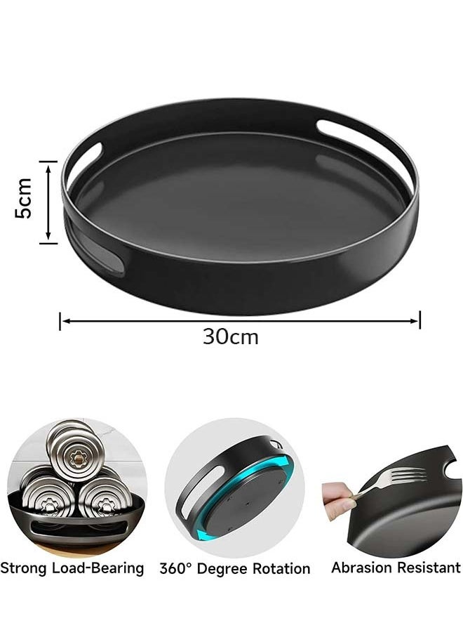 YIM-VIBEHAUS - Lazy Susan Spice Container, 360° Rotating Spices Rack with Non-Slip Pad Metal Kitchen Organizer Spices for Cabinet, Kitchen, Counter, Refrigerator, Black Seasoning Organizer, 30 x 30 cm Spice Organizer - Image 1