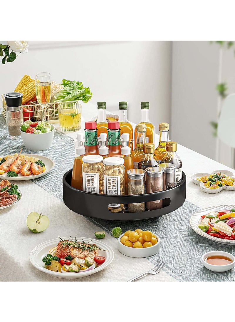 YIM-VIBEHAUS - Lazy Susan Spice Container, 360° Rotating Spices Rack with Non-Slip Pad Metal Kitchen Organizer Spices for Cabinet, Kitchen, Counter, Refrigerator, Black Seasoning Organizer, 30 x 30 cm Spice Organizer - Image 1