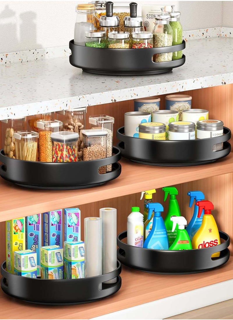 YIM-VIBEHAUS - Lazy Susan Spice Container, 360° Rotating Spices Rack with Non-Slip Pad Metal Kitchen Organizer Spices for Cabinet, Kitchen, Counter, Refrigerator, Black Seasoning Organizer, 30 x 30 cm Spice Organizer - Image 1