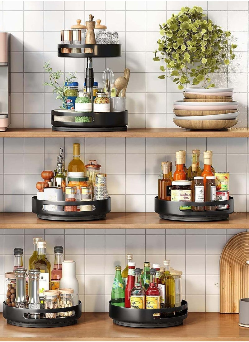 YIM-VIBEHAUS - Lazy Susan Spice Container, 360° Rotating Spices Rack with Non-Slip Pad Metal Kitchen Organizer Spices for Cabinet, Kitchen, Counter, Refrigerator, Black Seasoning Organizer, 30 x 30 cm Spice Organizer - Image 1