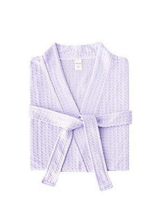 HOMESTAR Waffle Weave Bathrobe,Couple Robe,Kimono Robe with Soft Shiny Pocket Bathrobe Bath Towel,Great for After Shower or Swim and Resort Hotel Spa,L  - Image 1