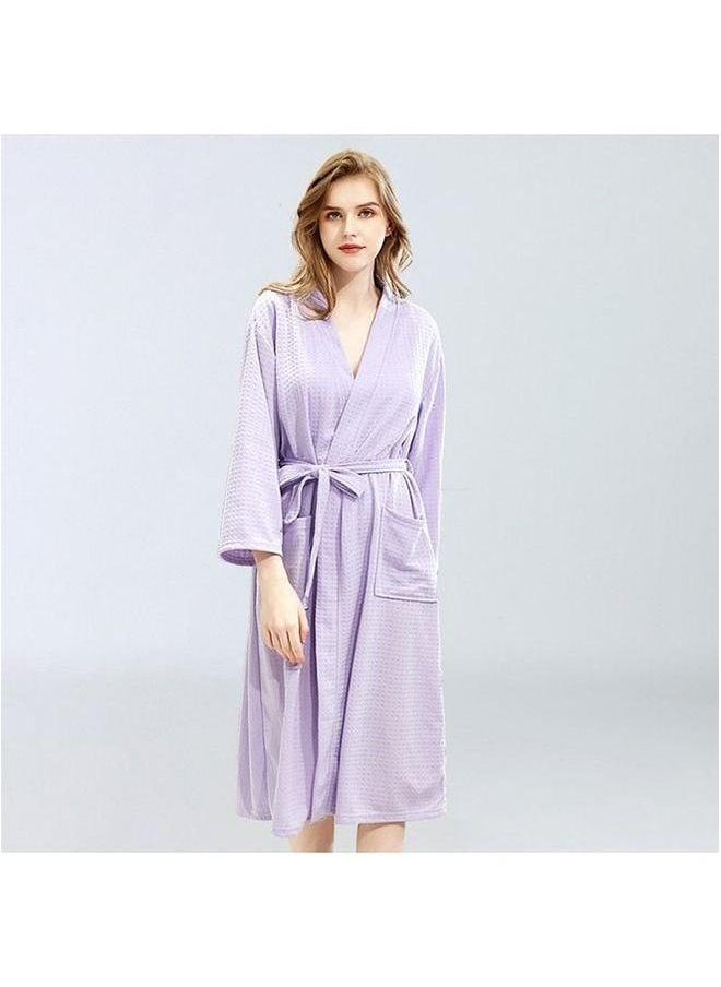 HOMESTAR Waffle Weave Bathrobe,Couple Robe,Kimono Robe with Soft Shiny Pocket Bathrobe Bath Towel,Great for After Shower or Swim and Resort Hotel Spa,L  - Image 4