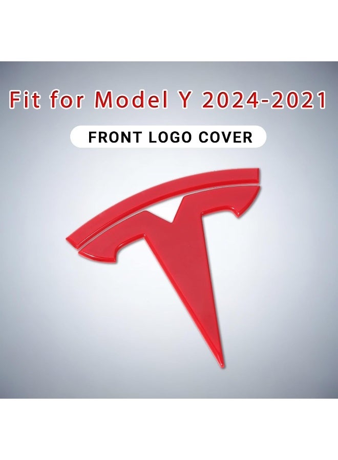 Nanaholy Tesla Model Y Accessories Tesla Emblem Sticker 2PCS/Set for Front Trunk/Rear Trunk Logo Decal Cover (Red)  - Image 2