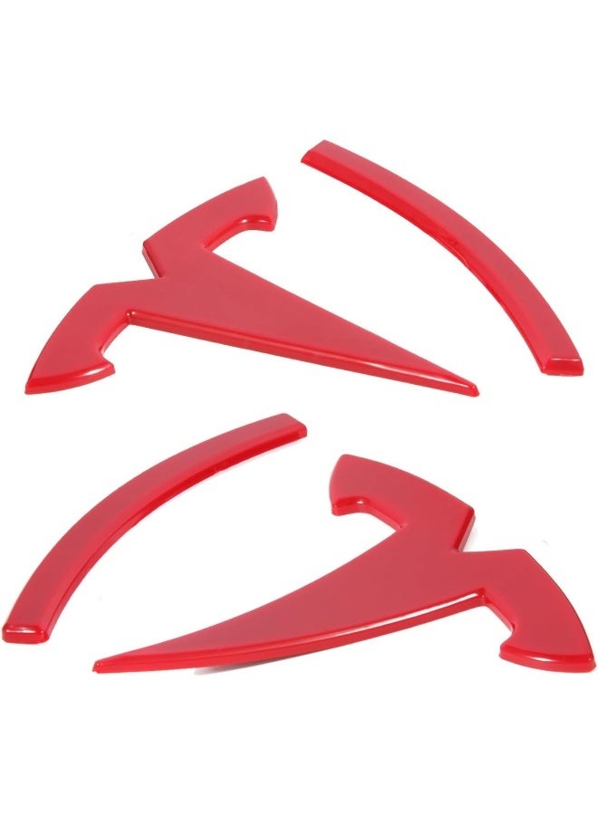 Nanaholy Tesla Model Y Accessories Tesla Emblem Sticker 2PCS/Set for Front Trunk/Rear Trunk Logo Decal Cover (Red)  - Image 1