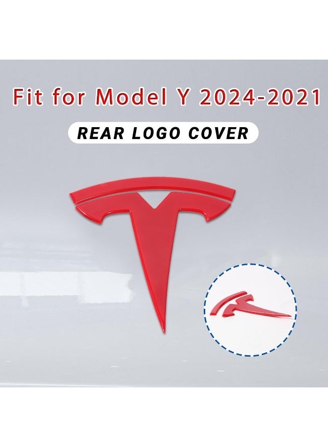 Nanaholy Tesla Model Y Accessories Tesla Emblem Sticker 2PCS/Set for Front Trunk/Rear Trunk Logo Decal Cover (Red)  - Image 3