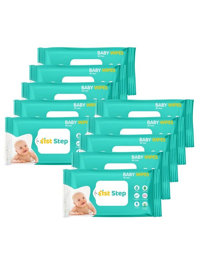 1st Step Baby Wet Wipes Enriched With Aloe Vera And Jojoba Oil (80Pcs Pack Of 10) - Image 1