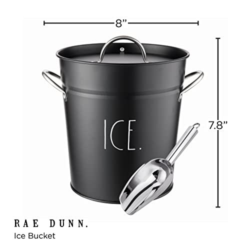 Rae Dunn Ice Bucket with Scoop - Stainless Steel Bucket with Handle, Lid and Ice Scooper - 4 Qt. Storage Bin for Ice Cubes for Bars, Parties, Backyard Barbeques, Picnics, and Camping (Black) - Image 3