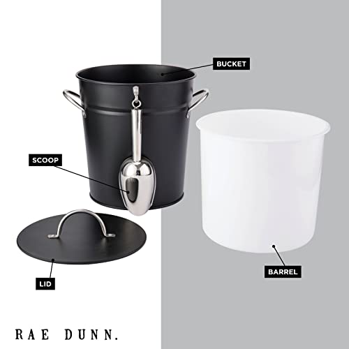 Rae Dunn Ice Bucket with Scoop - Stainless Steel Bucket with Handle, Lid and Ice Scooper - 4 Qt. Storage Bin for Ice Cubes for Bars, Parties, Backyard Barbeques, Picnics, and Camping (Black) - Image 2