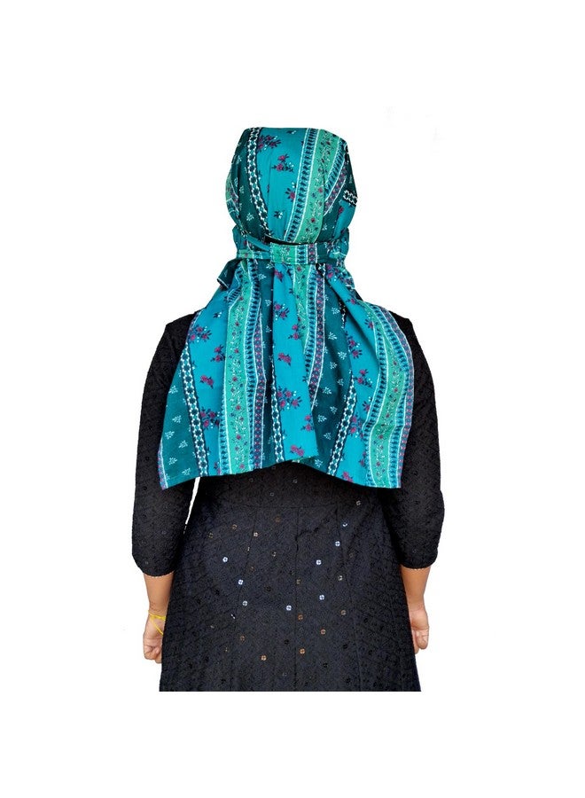 Switchon Export quality Cotton Multi color scarf hijabf for women for 12 yrs and above (Green_Multi) - Image 3
