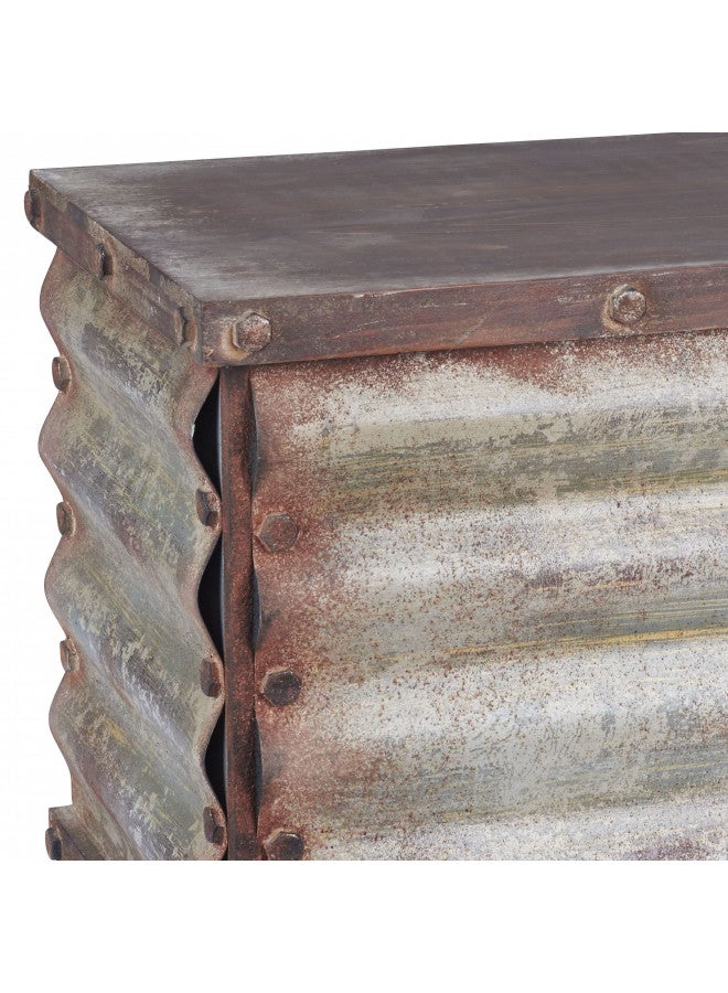 Household Essentials Household Essentials Vintage Metal Storage Trunk, Rustic Silver, Large - Image 5