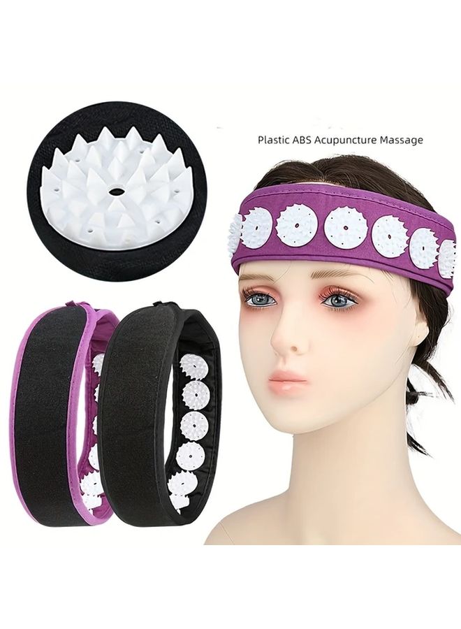 Purple Acupressure Headband With 6 Pads For Face Body Massage Relaxation Improved Circulation - Image 2