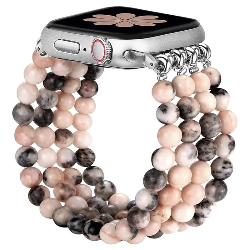 Bluejw Handmade Beaded Elastic Stretch Bracelet Replacement Watch Strap for Apple Watch & Fitbit 38mm 42mm – Comfortable, Adjustable Wristband Band - Image 1