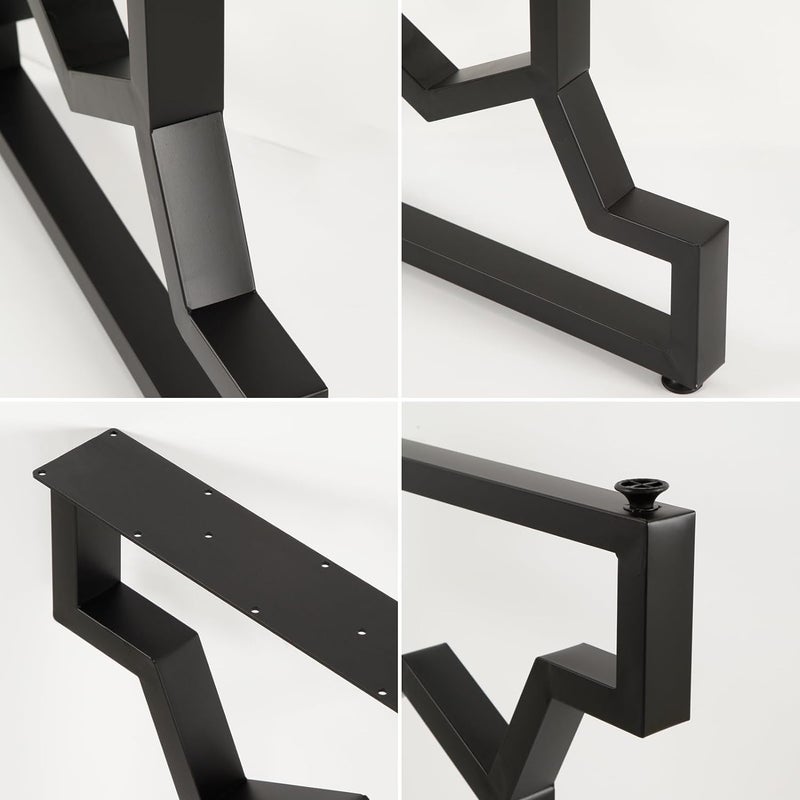 Ventuos Metal Table Legs 24inch Heavy Duty Iron and Industrial Design DIY Metal Furniture Legs for Bench Coffee Computer Dinning Table Office Desk Legs Set of 2 Black - Image 5