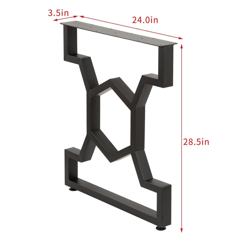 Ventuos Metal Table Legs 24inch Heavy Duty Iron and Industrial Design DIY Metal Furniture Legs for Bench Coffee Computer Dinning Table Office Desk Legs Set of 2 Black - Image 4