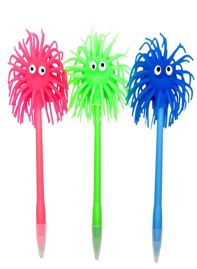 Lopenle 6 PCS Cute Sea Urchin Shaped Pens Soft Rubber Funny Monster Ballpoint Pens For School Christmas Office Party - Image 1