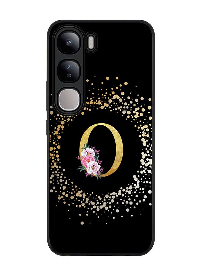 Stylizedd For vivo V40 Lite Case,Slim fit Camera Protection, Shockproof Thin Phone cover - Custom Monogram Floral - O ( Black ) - Image 1