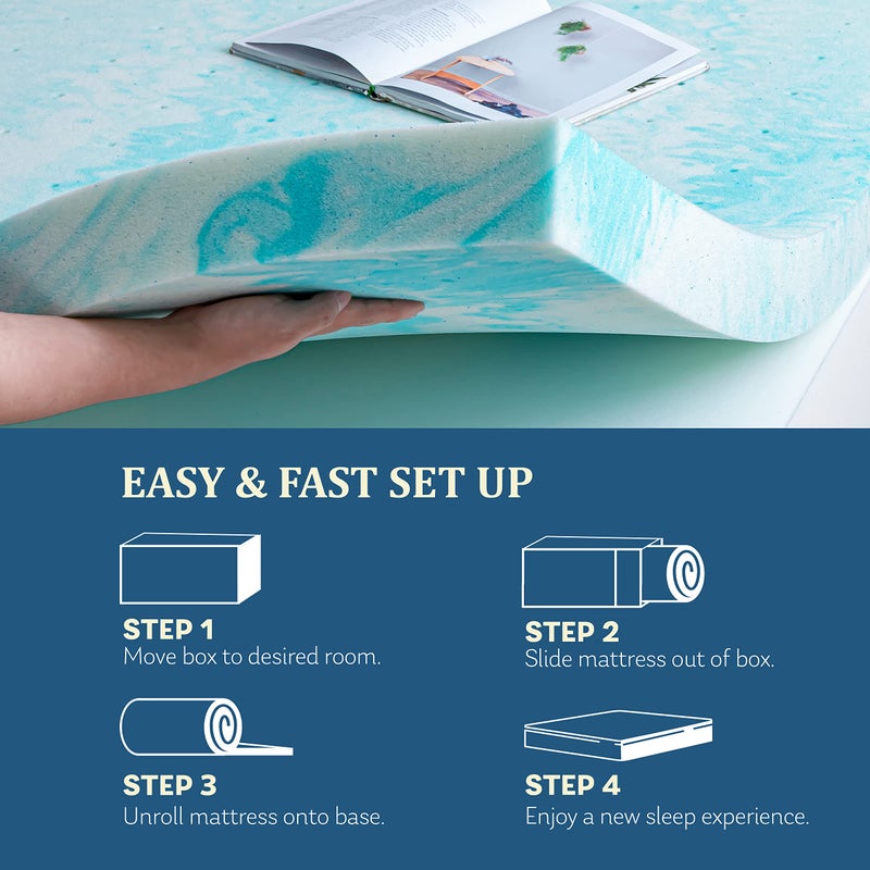 MLILY EGO Topper 3 Inch Twin Memory Foam Mattress Topper, Cooling Gel Foam Mattress Topper for Pressure Relief, Ventilated Design Bed Topper in a Box, CertiPUR-US Certified, 38"Ã—75", Medium - Image 5