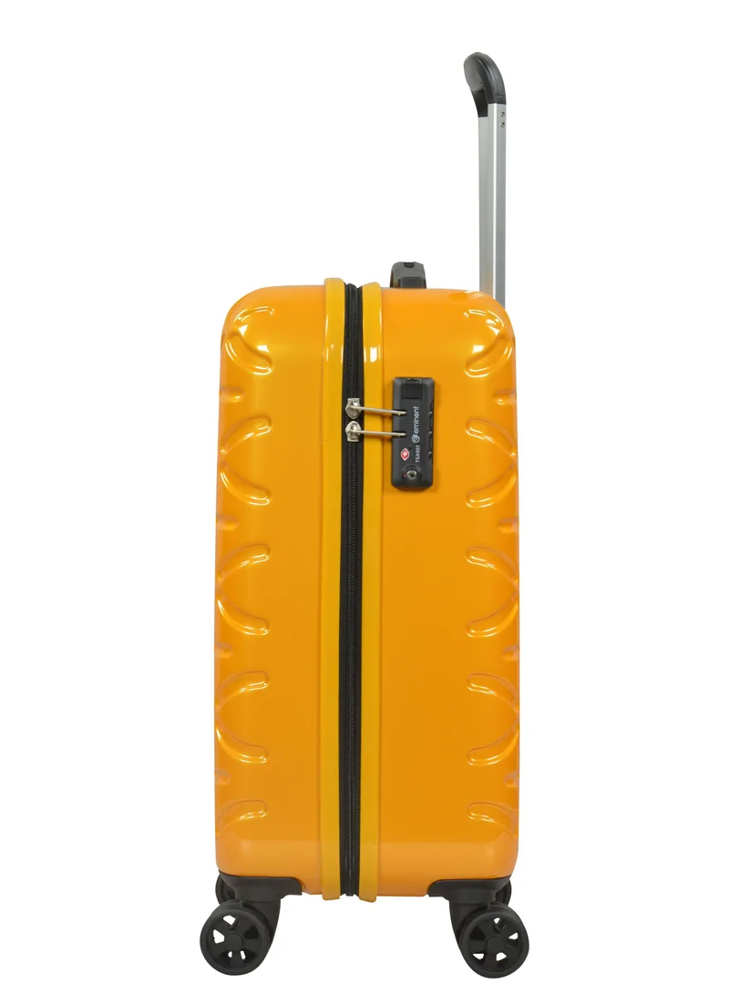 eminent Wheeled Unisex Hard Shell Trolley Luggage Set of 3 Makrolon Lightweight 4 Quiet 360° Double Spinner Wheel Suitcase with TSA lock KG18 Sunset Yellow