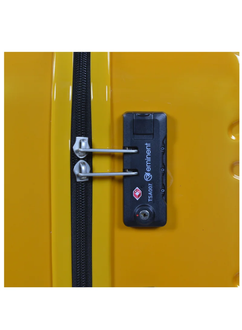 eminent Wheeled Unisex Hard Shell Trolley Luggage Set of 3 Makrolon Lightweight 4 Quiet 360° Double Spinner Wheel Suitcase with TSA lock KG18 Sunset Yellow