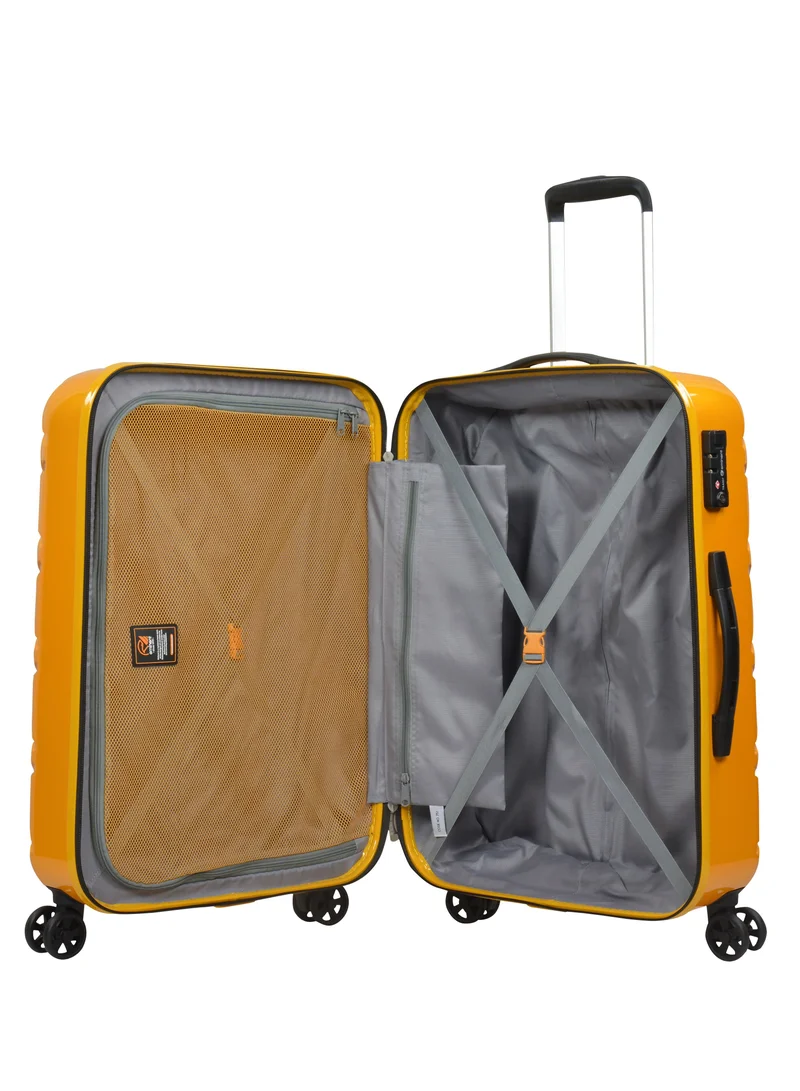 eminent Wheeled Unisex Hard Shell Trolley Luggage Set of 3 Makrolon Lightweight 4 Quiet 360° Double Spinner Wheel Suitcase with TSA lock KG18 Sunset Yellow