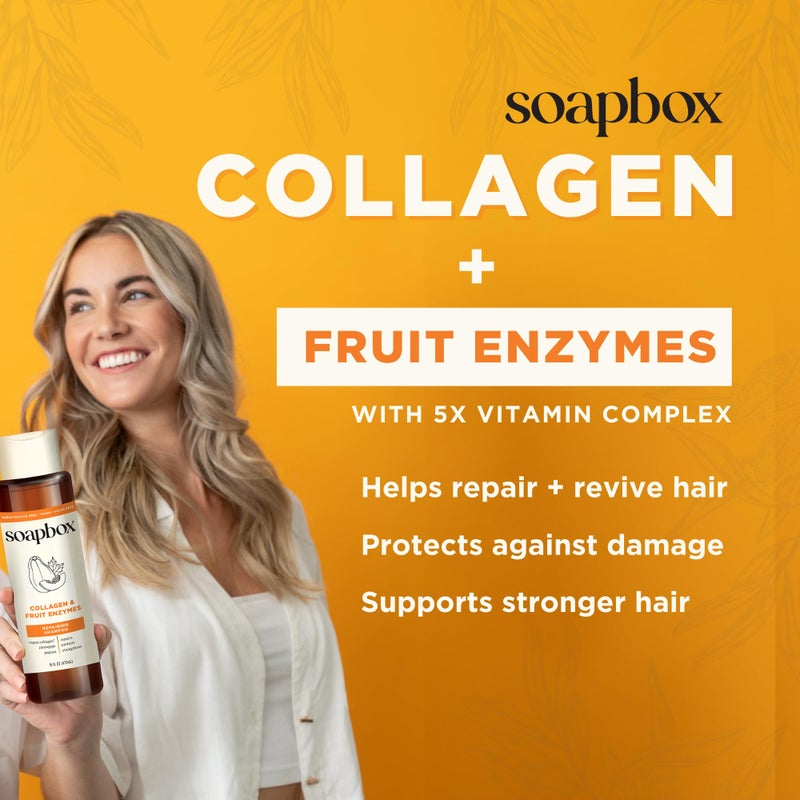 Soapbox Collagen Shampoo & Conditioner, For Dry, Fine or Thin Hair, Strengthening with Collagen & Peptides for Fuller Looking Hair, 16oz Each (Pack of 2) - Image 4
