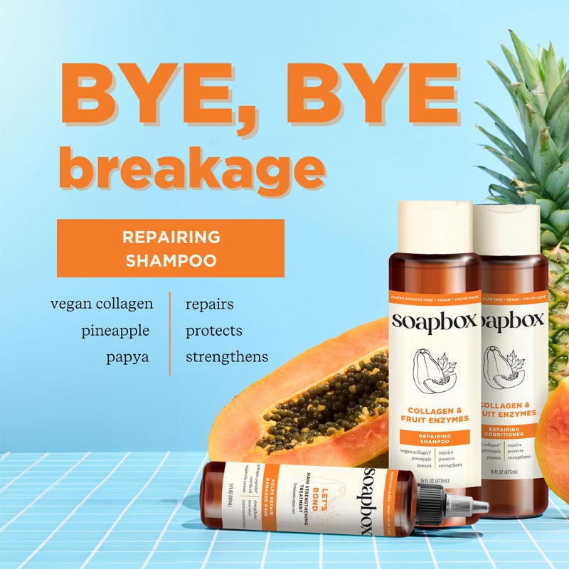 Soapbox Collagen Shampoo & Conditioner, For Dry, Fine or Thin Hair, Strengthening with Collagen & Peptides for Fuller Looking Hair, 16oz Each (Pack of 2) - Image 3